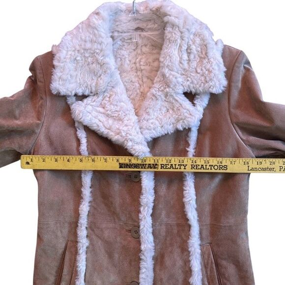 Wilsons Leather Maxima Suede Sherpa Coat Womens Sz M VTG Tan Penny Lane Jacket - Picture 12 of 16
